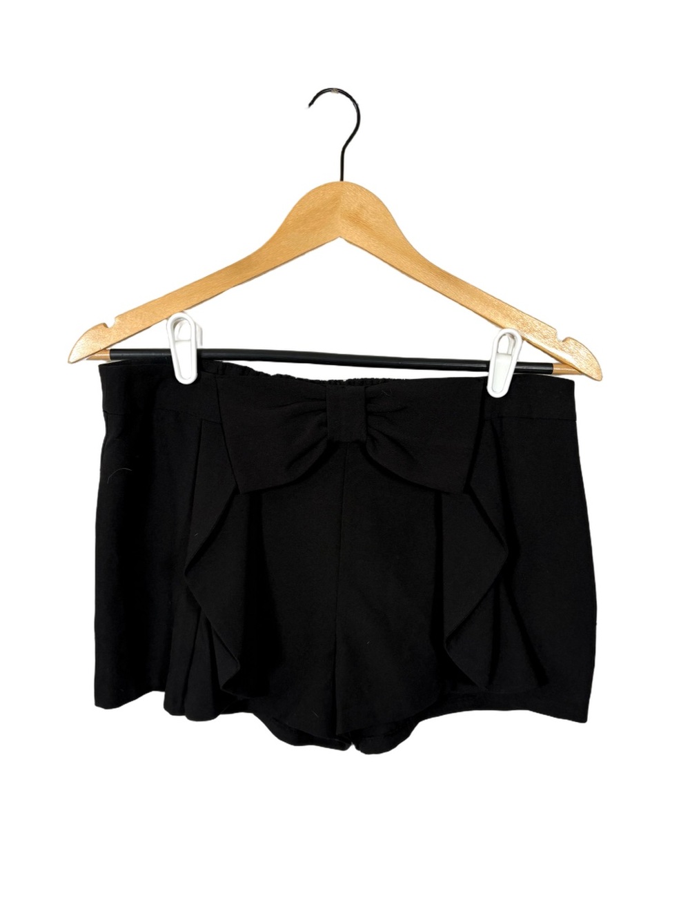 Mine Womens L Black Bow Ruffle Shorts High Waist Dressy Party Y2K